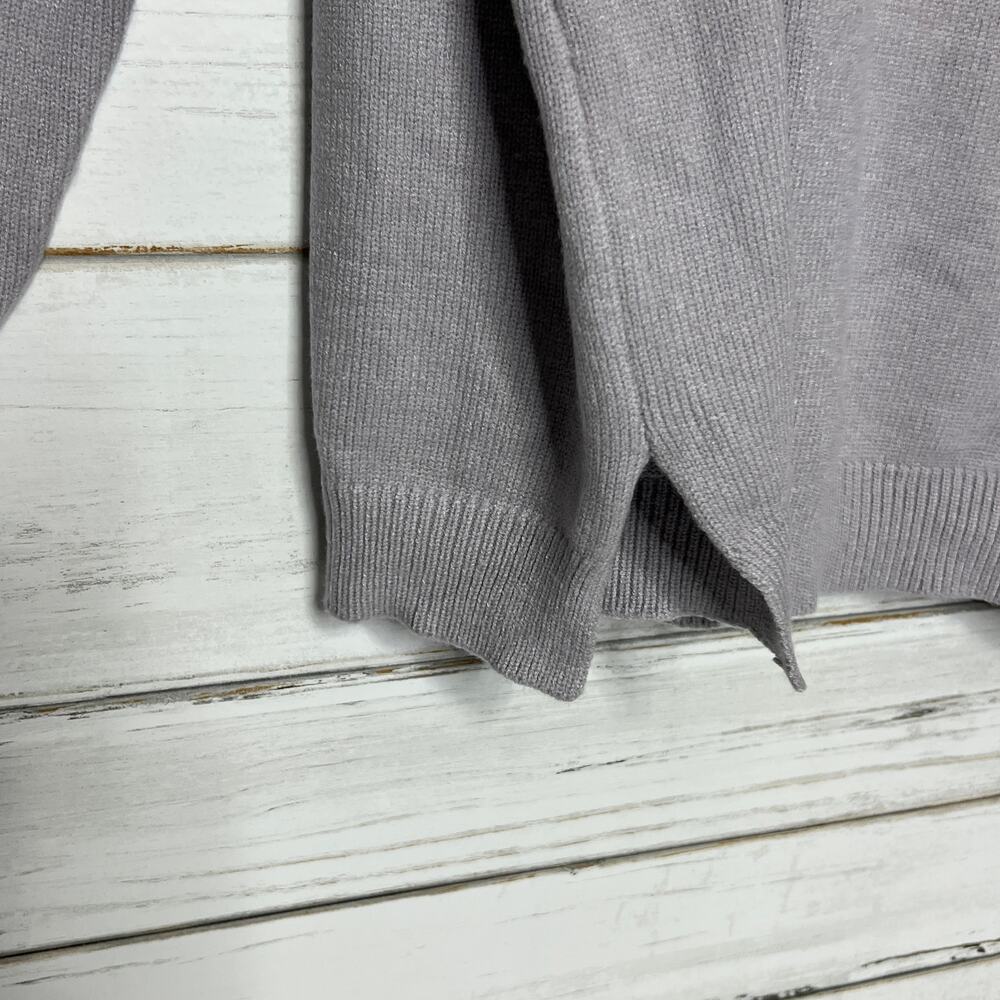 Pink Lily Gray Heart Sweater Oversized Cozy Knit Pullover Size Medium - Picture 11 of 11